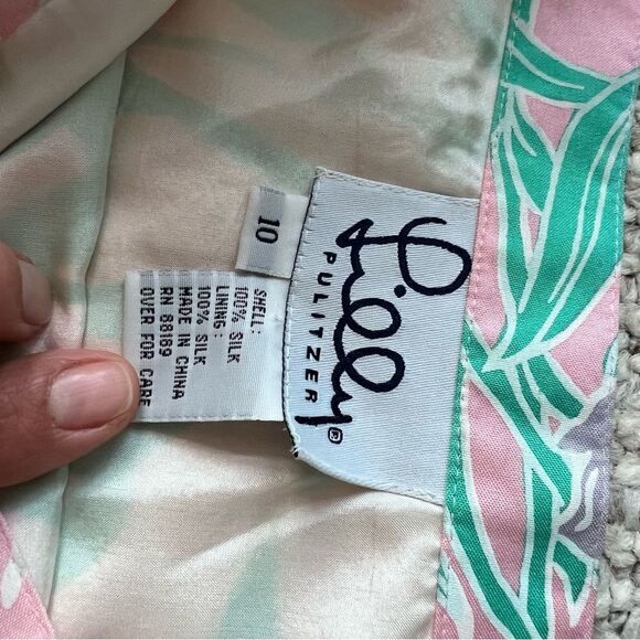 Lilly Pulitzer Vintage White Label 100% Silk Floral Maxi Skirt - Picture 9 of 11